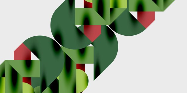 Composición detallada de círculos, semicírculos y triángulos con efectos brillantes y gradientes suaves