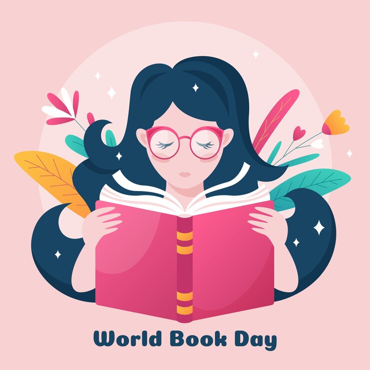 Vector composición de dibujos animados del día mundial del libro