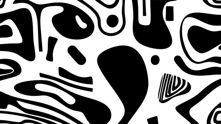 Composición dinámica de arte optico en blanco y negro Abstracto Patrón monocromático con formas en negrita