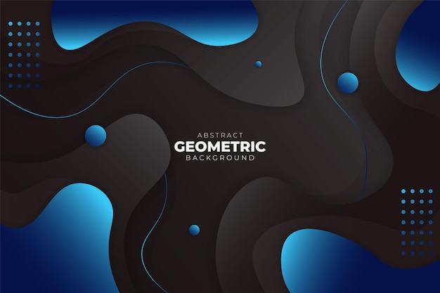 Composición dinámica geométrica abstracta de forma fluida azul degradado con fondo oscuro