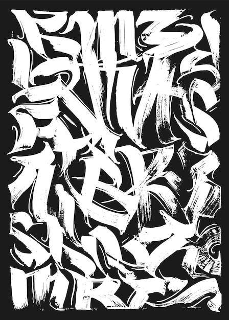 Composición de diseño de caligrafía abstracta con letras grunge
