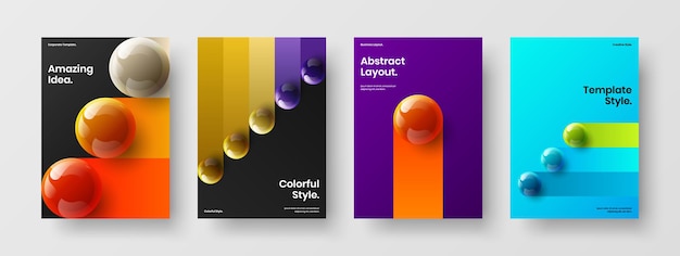 Composición de diseño de folleto de bolas 3D aislado