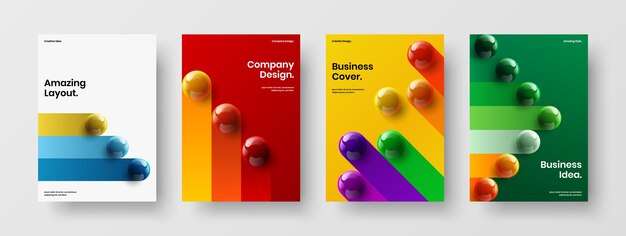 Composición de diseño de folleto de esferas 3D frescas