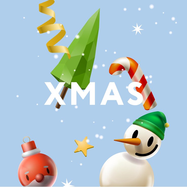 Vector composición de diseño de navidad navidad feliz elegante plantilla de invitación con hombre de nieve bola de árbol de navidad