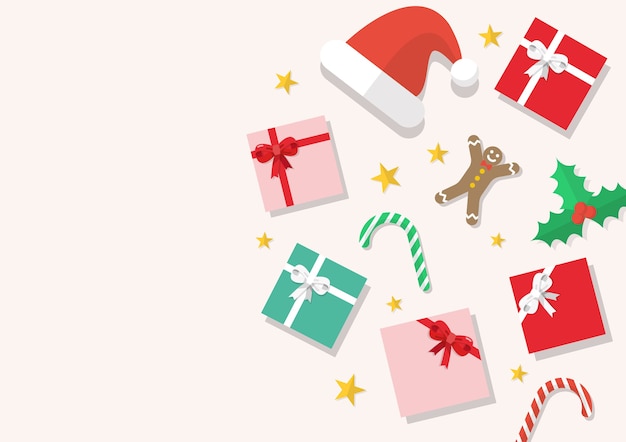 Composición de elementos navideños