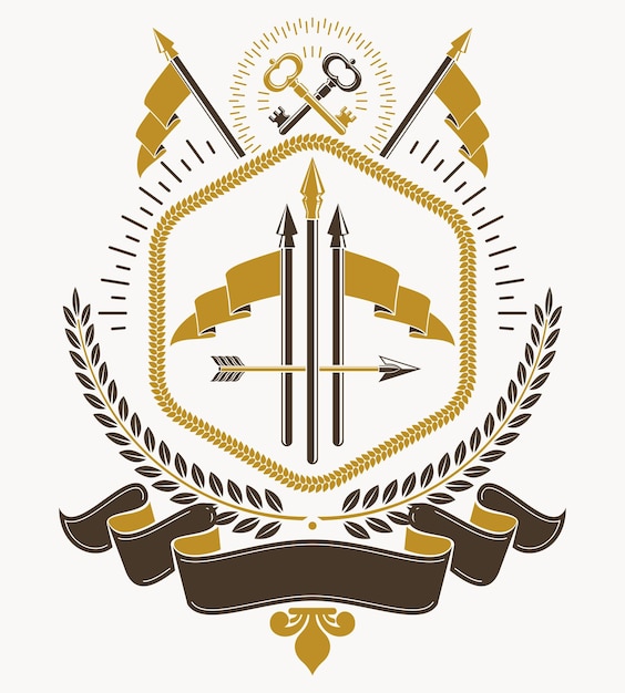 Composición de emblema decorativo vintage, vector heráldico.