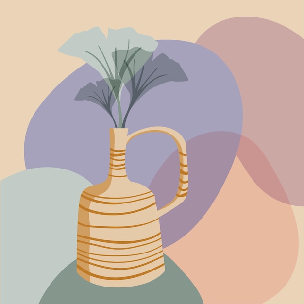 Composición de estilo boho con jarrón y formas orgánicas Diseño minimalista abstracto para póster o impresión