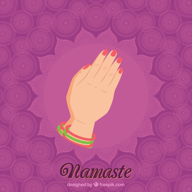 Composición étnica con gesto de namaste