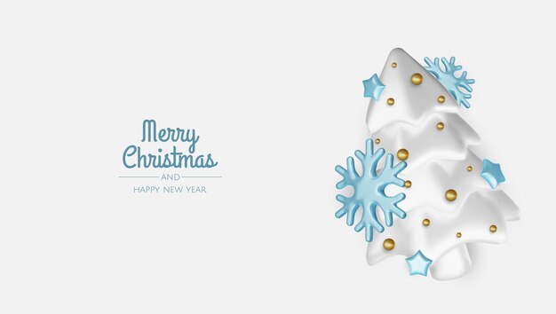 Composición festiva de invierno de Navidad Fondo colorido de Navidad objetos de diseño decorativo 3D realistas cajas de regalos de árbol de Navidad bola de Navidad confeti de oro Ilustración vectorial de Feliz Año Nuevo