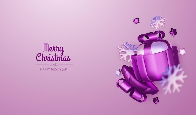 Composición festiva de invierno de Navidad Fondo colorido de Navidad objetos de diseño decorativo 3D realistas cajas de regalos de árbol de Navidad bola de Navidad confeti de oro Ilustración vectorial de Feliz Año Nuevo