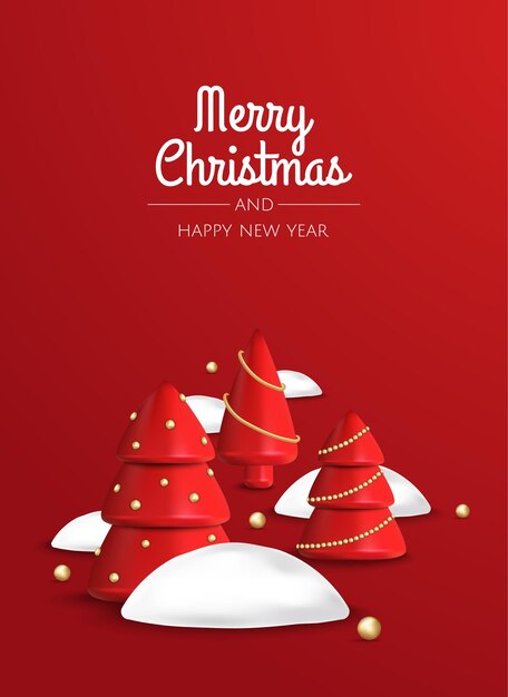 Composición festiva de invierno de Navidad Fondo de Navidad objetos de diseño decorativo 3d realistas Ilustración de Vector de feliz año nuevo