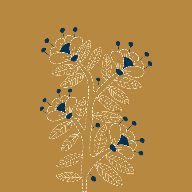 composición floral bordado como el amarillo