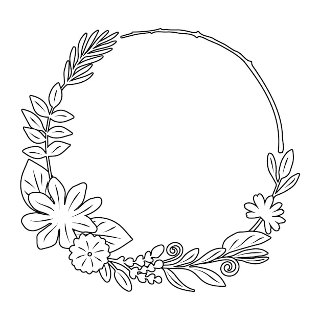 Composición floral decorativa vectorial Arte de la línea