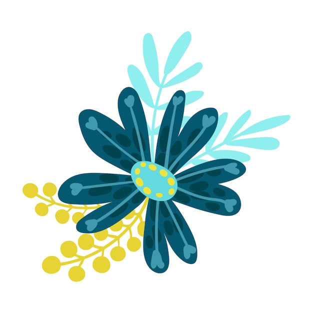 Composición floral estilizada con ilustraciones vectoriales de flores de formas extravagantes