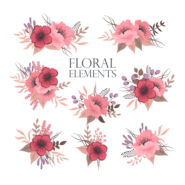 Composición floral con flores de colores.
