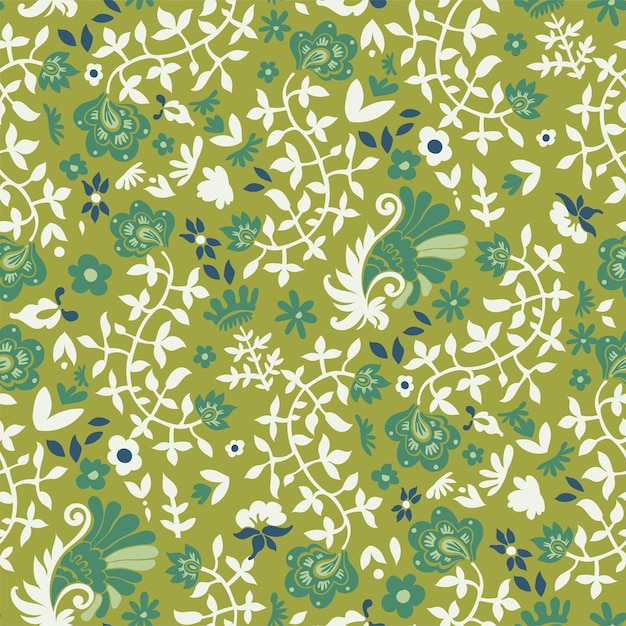 Composición floral retro con hojas y ramas
