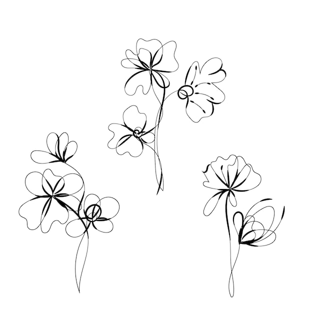 Composición de flores dibujadas a mano para niños