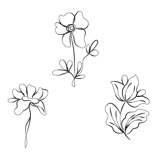 Composición de flores dibujadas a mano para niños