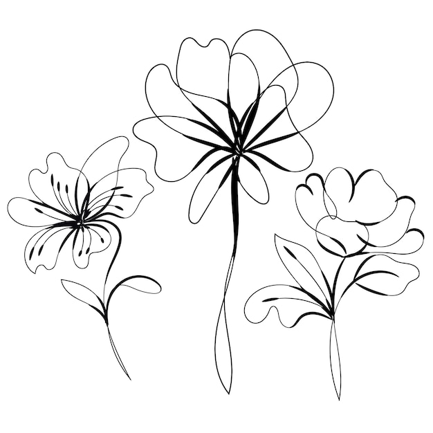Composición de flores dibujadas a mano para niños