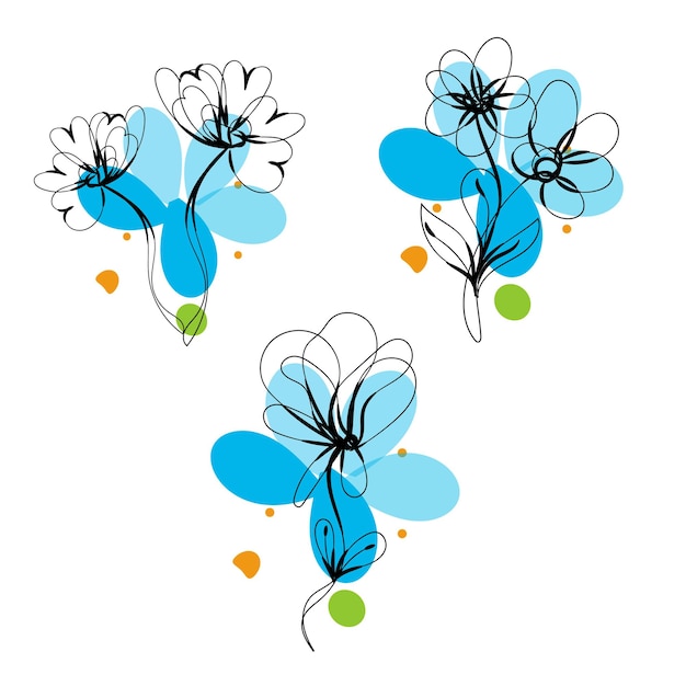 Composición de flores dibujadas a mano para niños