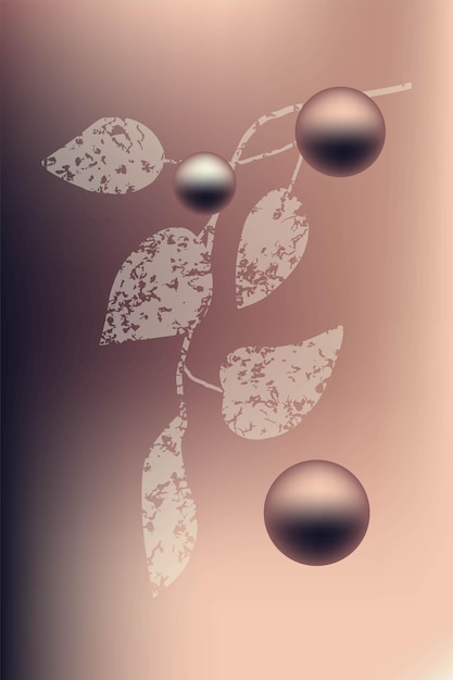 Composición de formas abstractas elementos botánicos degradado color marrón minimalismo dibujado a mano