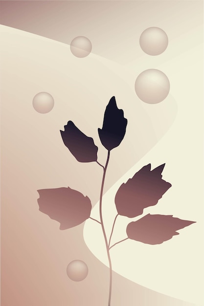 Composición de formas abstractas elementos botánicos degradado color marrón minimalismo dibujado a mano