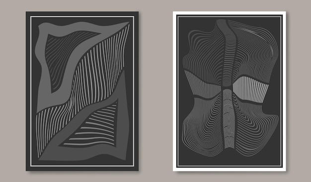 Composición de formas geométricas deformadas para el diseño interior de impresiones, postales, carteles y pancartas Estilo arbitrario minimalista en tonos de gris