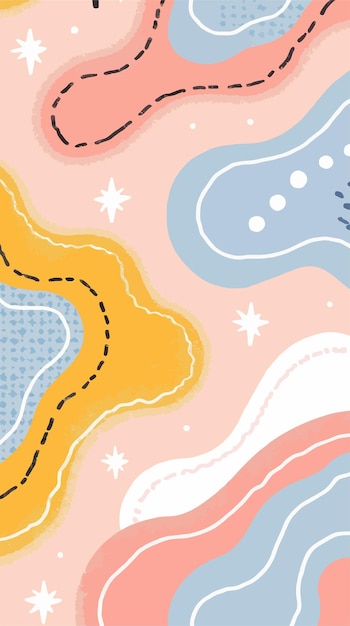 Composición de formas orgánicas en colores pastel para IG Stories