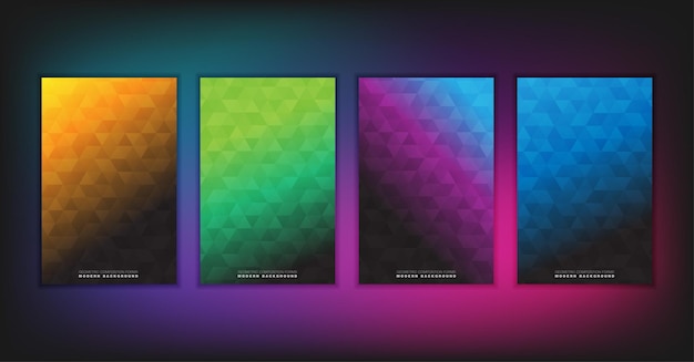 La composición geométrica abstracta forma un fondo moderno con triángulos decorativos y patrones de fondo conjunto de ilustración vectorial