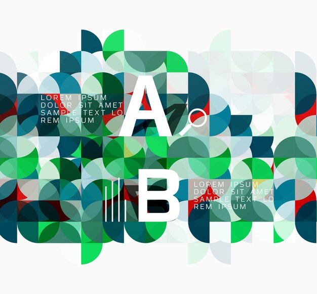 Composición geométrica de círculo abstracto aislada en blanco Fondo de plantilla de vector para opciones de número de diagrama de diseño de flujo de trabajo o diseño web