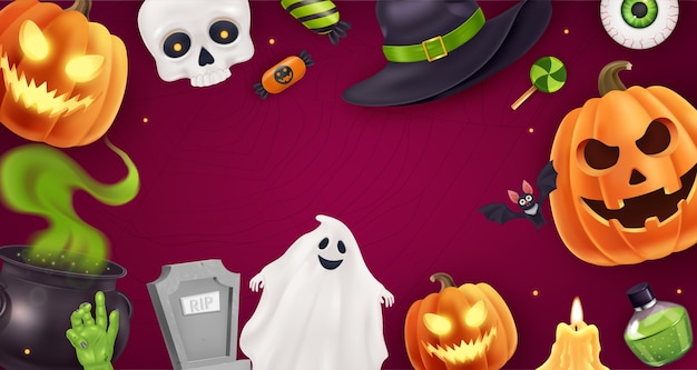 Composición de Halloween en estilo realista
