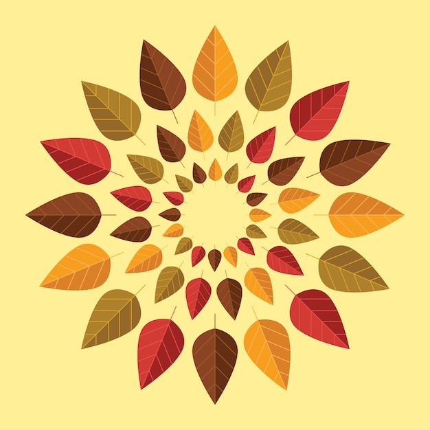 Composición de hojas redondas de otoño.