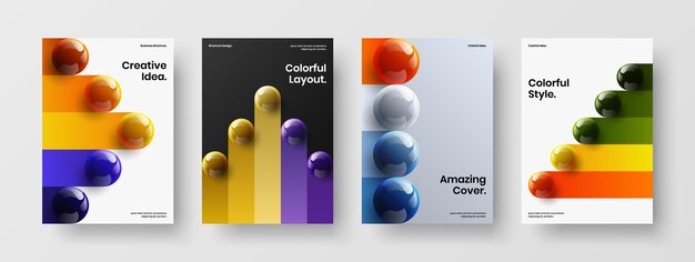 Composición de ilustración de identidad corporativa de esferas limpias y realistas