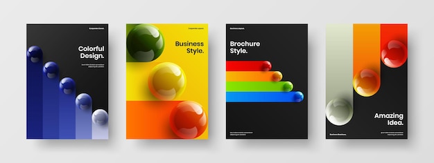 Composición de ilustración de identidad de empresa de esferas 3D multicolores