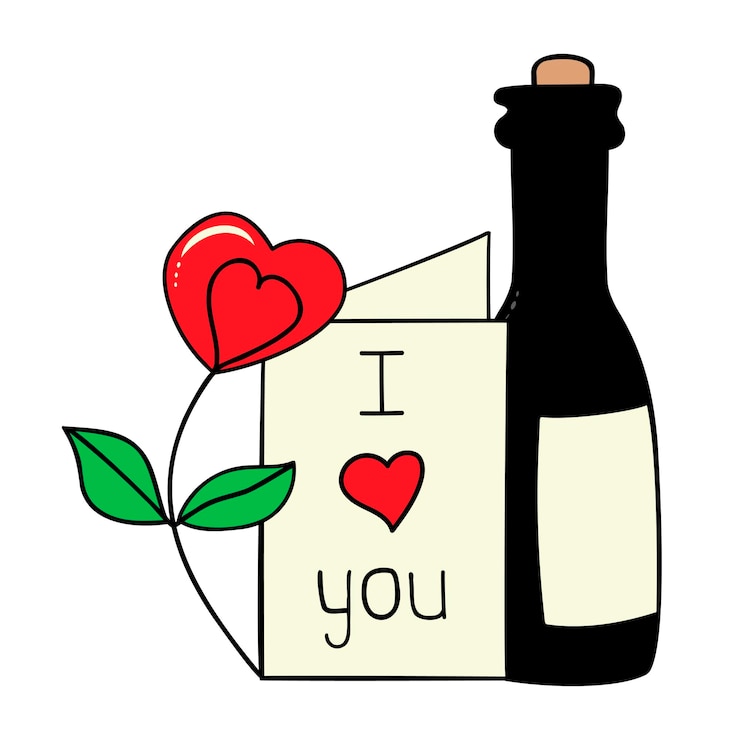 Vector una composición de imágenes vectoriales dibujadas a mano para el día de san valentín. decoración para el día de san valentín.