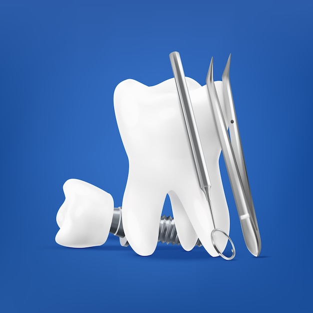Composición isométrica realista para el cuidado dental