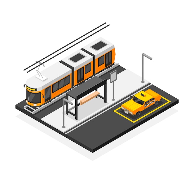 Composición isométrica del transporte urbano