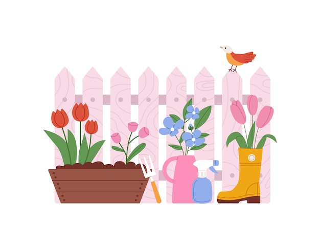 Composición para la jardinería de primavera