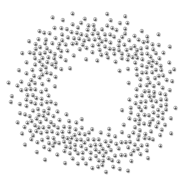 Vector composición del marco decorativo con brillantes cuentas de plata realistas, joyas.