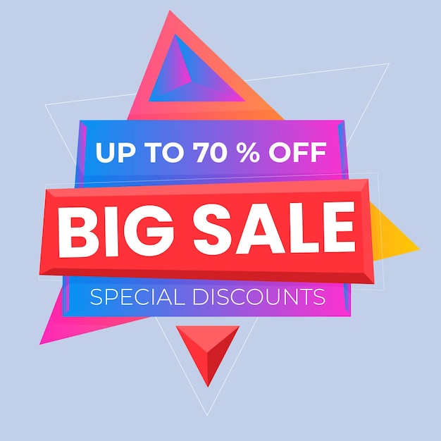 Composición moderna de banner de mega venta con vector abstracto de plantilla de fondo de descuento plano