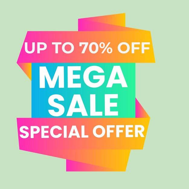 Composición moderna de banner de mega venta con vector abstracto de plantilla de fondo de descuento plano