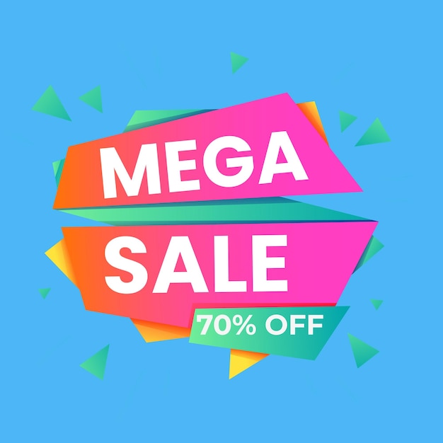 Composición moderna de banner de mega venta con vector abstracto de plantilla de fondo de descuento plano