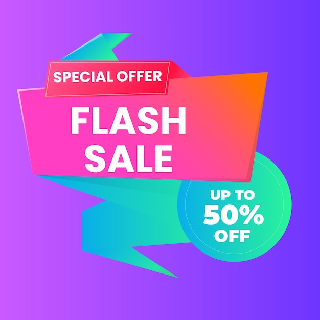Composición moderna de banner de mega venta con vector abstracto de plantilla de fondo de descuento plano
