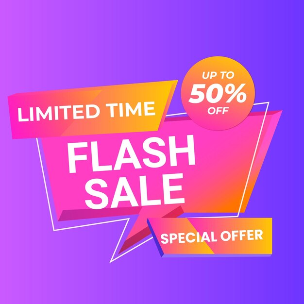 Composición moderna de banner de mega venta con vector abstracto de plantilla de fondo de descuento plano