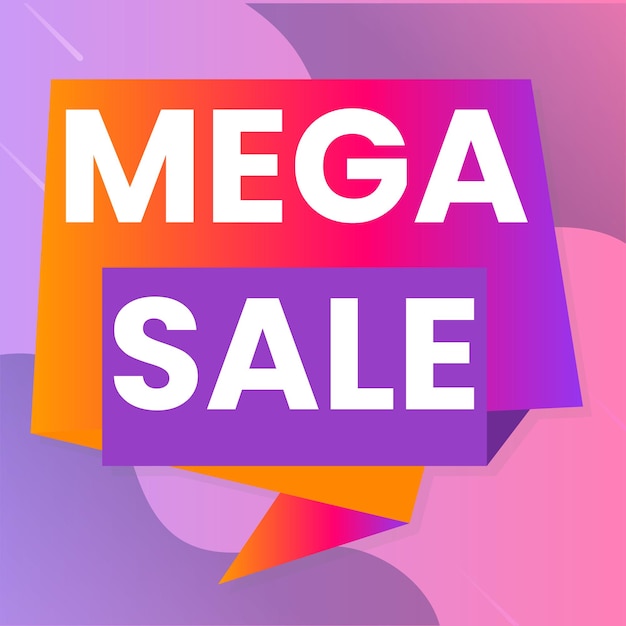 Composición moderna de banner de mega venta con vector abstracto de plantilla de fondo de descuento plano