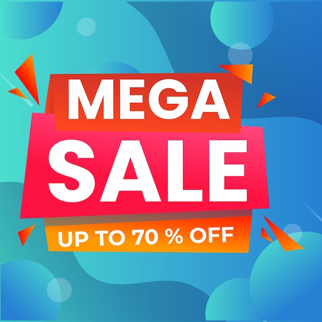 Composición moderna de banner de mega venta con vector abstracto de plantilla de fondo de descuento plano