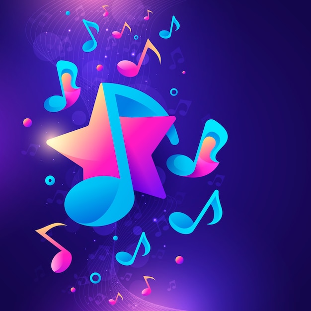 Vector composición musical en estilo gradiente