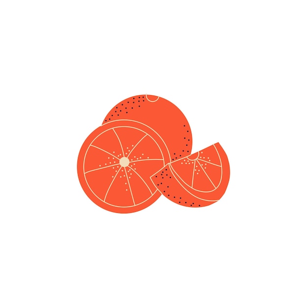Composición naranja Exótica mandarina tropical cítricos fruta fresca rebanada jugosa mandarina vector dibujos animados estilo minimalista ilustración aislada impresión o etiqueta de pancarta o pegatina de póster
