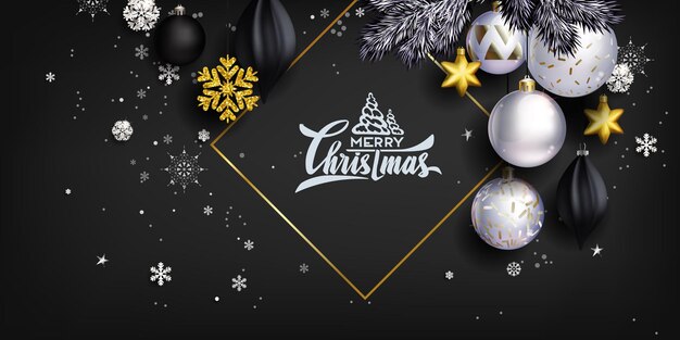 Composición de Navidad con estilo negro con bolas