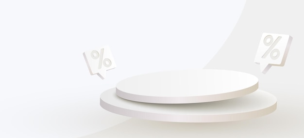 Composición de la oferta especial del podio de venta con descuento blanco